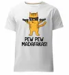 Мужская премиум футболка Pew Pew Cat Белый фото