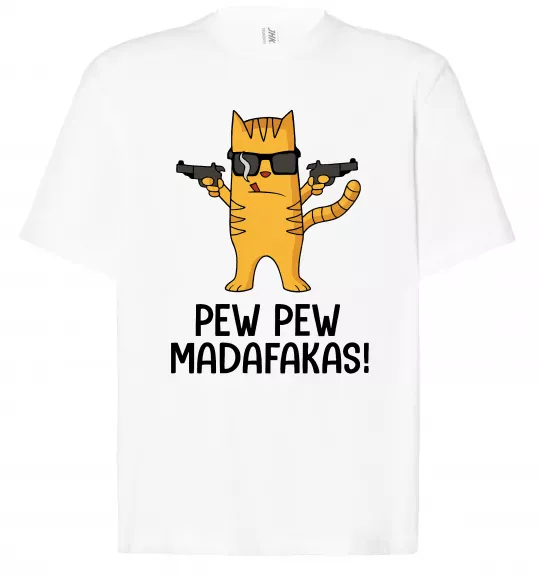 Футболка Оверсайз Pew Pew Cat Білий фото