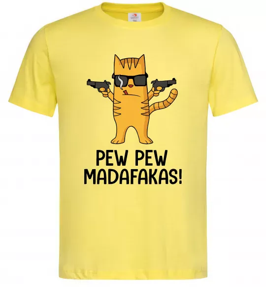 Мужская футболка Pew Pew Cat Лимонный фото