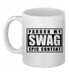 Чашка керамическая Pardon my swag Белый фото