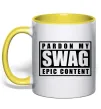 Чашка с цветной ручкой Pardon my swag Лимонный фото