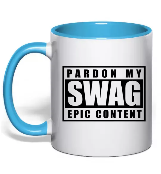 Чашка с цветной ручкой Pardon my swag Голубой фото