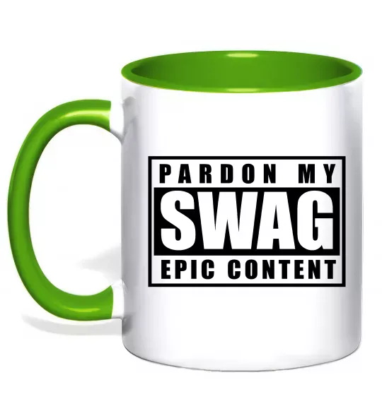 Чашка с цветной ручкой Pardon my swag Зеленый фото