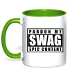 Чашка с цветной ручкой Pardon my swag Зеленый фото