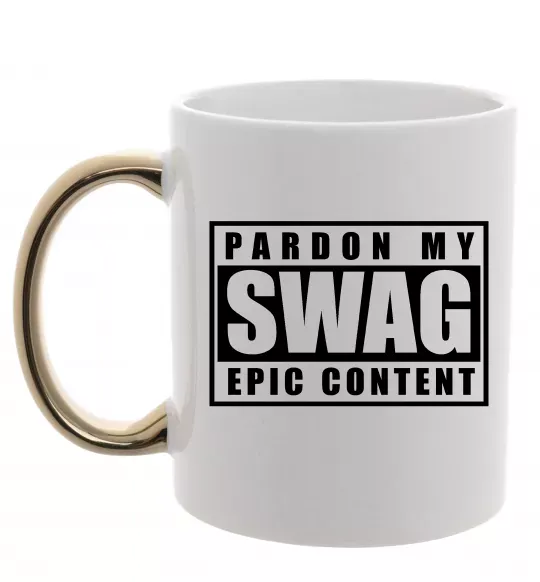 Чашка с цветной ручкой Pardon my swag Золото фото