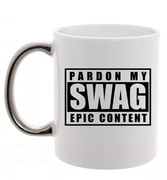 Чашка с цветной ручкой Pardon my swag Серебро фото
