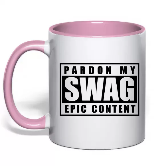 Чашка с цветной ручкой Pardon my swag Нежно розовый фото