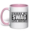 Чашка с цветной ручкой Pardon my swag Нежно розовый фото