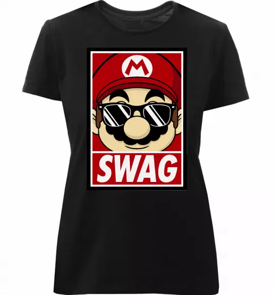 Женская премиум футболка Mario swag Черный фото
