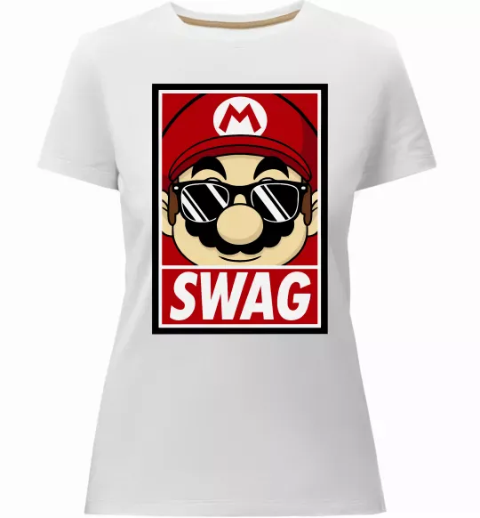 Женская премиум футболка Mario swag Белый фото