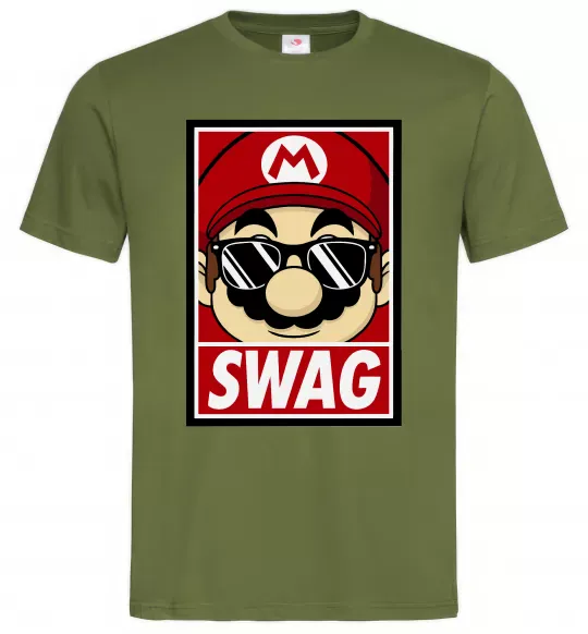 Чоловіча футболка Mario swag Оливковий фото