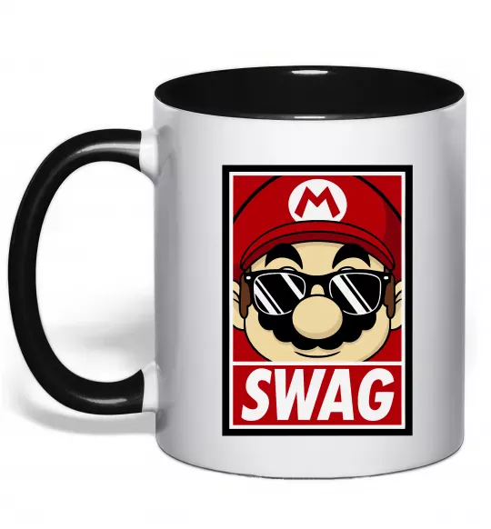 Чашка с цветной ручкой Mario swag Черный фото