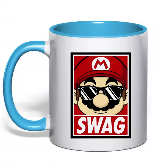 Чашка с цветной ручкой Mario swag Голубой фото