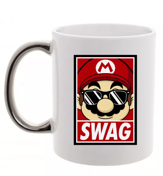 Чашка с цветной ручкой Mario swag Серебро фото
