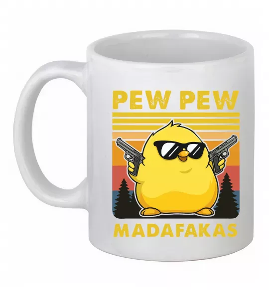 Чашка керамічна Pew pew gangster chicken Білий фото
