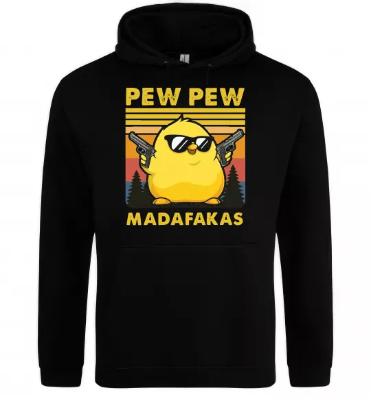 Чоловіча толстовка (худі) Pew pew gangster chicken Чорний фото