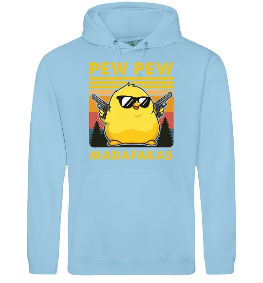 Чоловіча толстовка (худі) Pew pew gangster chicken Блакитний фото