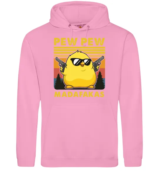 Женская толстовка (худи) Pew pew gangster chicken Розовый фото