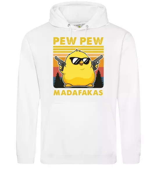 Женская толстовка (худи) Pew pew gangster chicken Белый фото