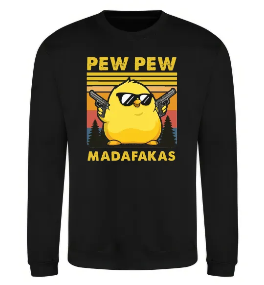 Свитшот Pew pew gangster chicken Черный фото