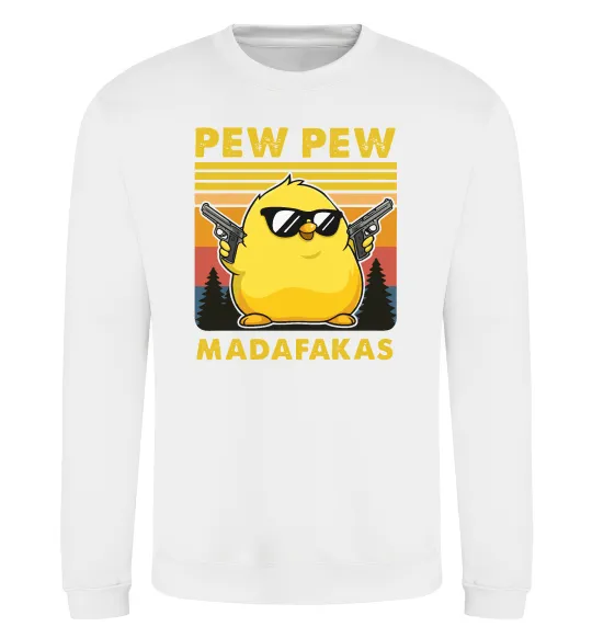 Свитшот Pew pew gangster chicken Белый фото