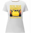 Женская премиум футболка Pew pew gangster chicken Белый фото