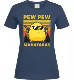 Женская футболка Pew pew gangster chicken Темно-синий фото