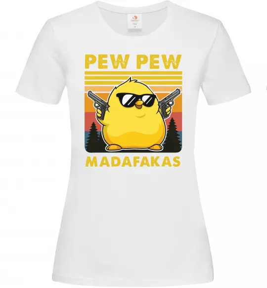 Жіноча футболка Pew pew gangster chicken Білий фото