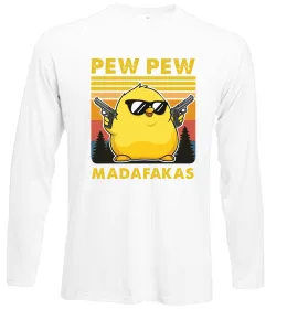 Лонгслив Pew pew chicken Белый фото