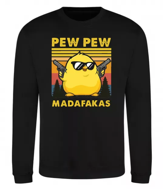 Світшот Pew pew gangster chicken Чорний фото