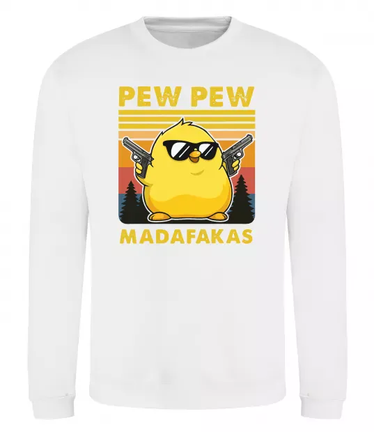 Світшот Pew pew gangster chicken Білий фото