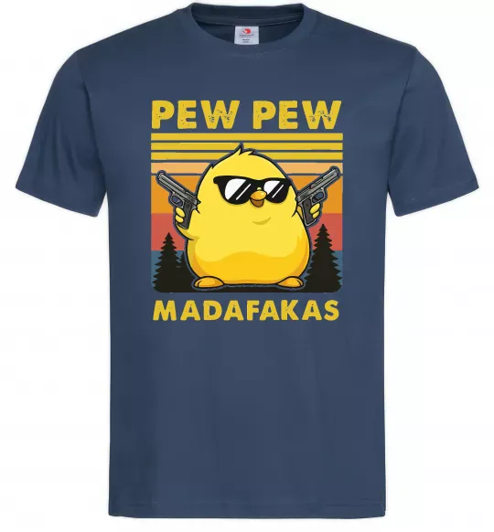 Мужская футболка Pew pew gangster chicken Темно-синий фото