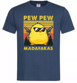 Мужская футболка Pew pew gangster chicken Темно-синий фото