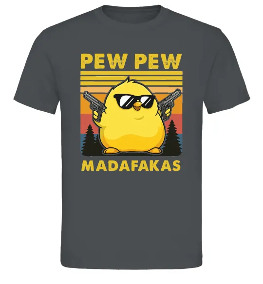 Мужская футболка Pew pew gangster chicken Графит фото