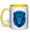 Чашка с цветной ручкой Синій лев Солнечно желтый фото
