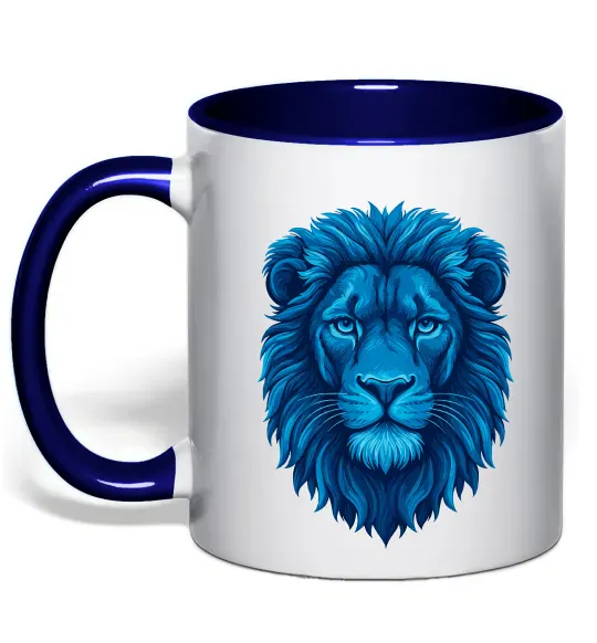 Чашка с цветной ручкой Синій лев Глубокий темно-синий фото