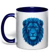 Чашка с цветной ручкой Синій лев Глубокий темно-синий фото
