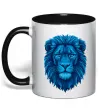 Чашка с цветной ручкой Синій лев Черный фото