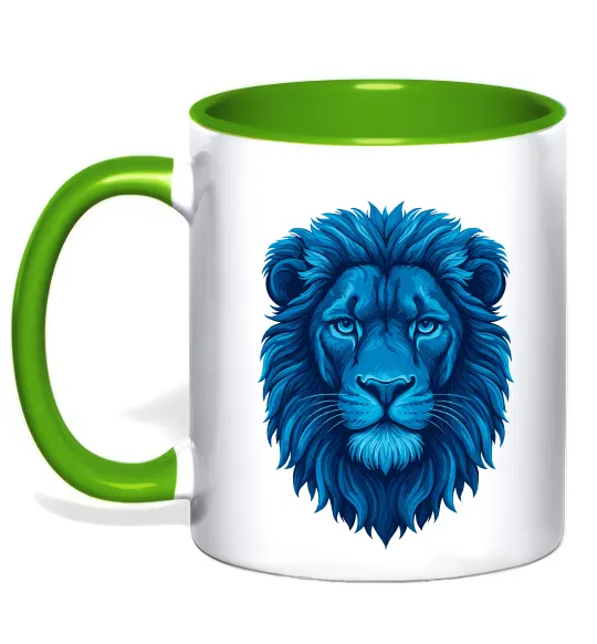 Чашка с цветной ручкой Синій лев Лаймовый фото