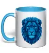 Чашка с цветной ручкой Синій лев Голубой фото