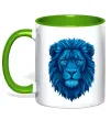 Чашка с цветной ручкой Синій лев Зеленый фото