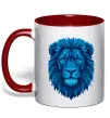 Чашка с цветной ручкой Синій лев Красный фото