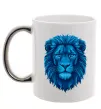 Чашка с цветной ручкой Синій лев Серебро фото