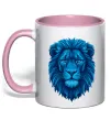 Чашка с цветной ручкой Синій лев Нежно розовый фото