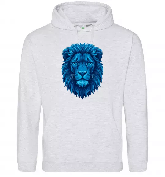 Женская толстовка (худи) Синій лев Серый меланж фото