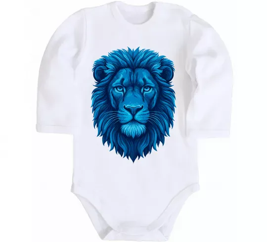 Дитячий бодік Синій лев Білий фото