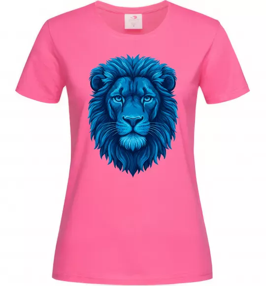 Женская футболка Синій лев Ярко-розовый фото