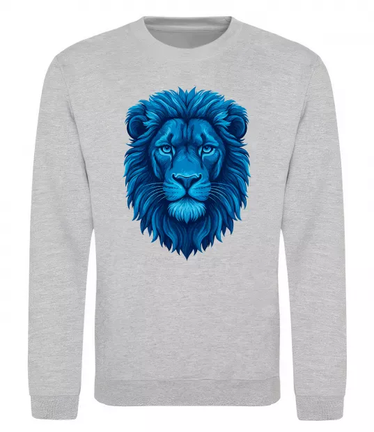 Свитшот Синій лев Серый меланж фото