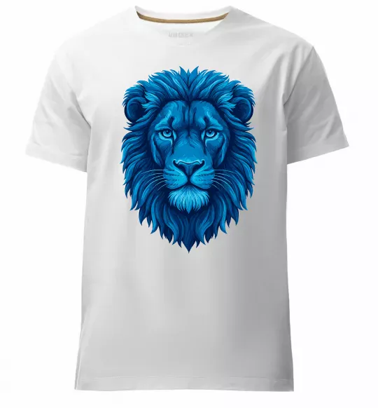 Мужская премиум футболка Синій лев Белый фото