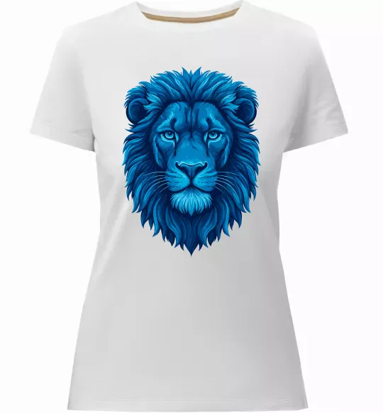 Женская премиум футболка Синій лев Белый фото